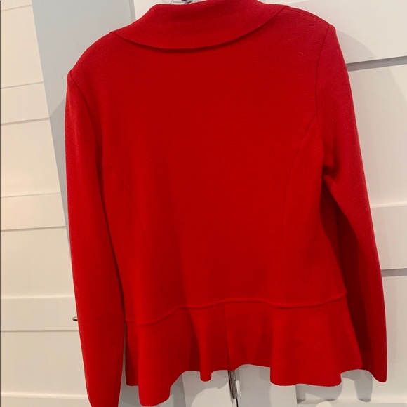ST. JOHN - Lady in Red! Waterfall Cardigan - Size 8 - Picture 5 of 8